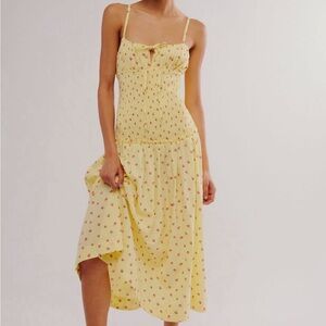 Free People Yellow Spaghetti Strap Sundress